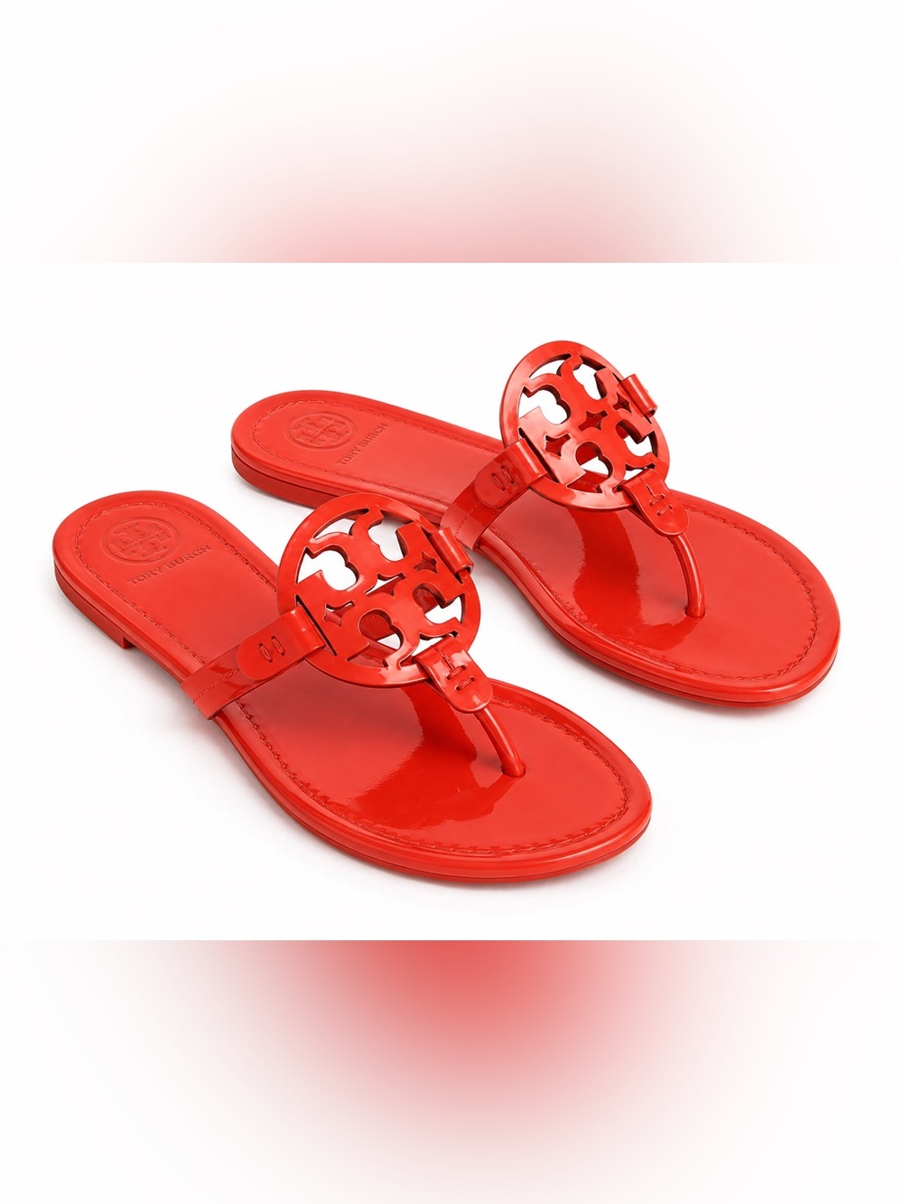 Tory Burch Miller Patent Leather Sandals Poppy Red Size 10.5 Rare